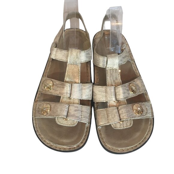 Alegria Womens Gold Cream Leather Sandals Size 9.5-10/40 Hook & Loop - Picture 2 of 11